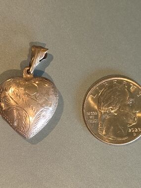 Vintage Sterling Silver Heart Locket Pendant - Silver